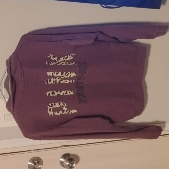 💕Vintage VS PINK Oversized Maroon ¼ Zip w Leopard Print Lettering XS - Picture 3 of 6